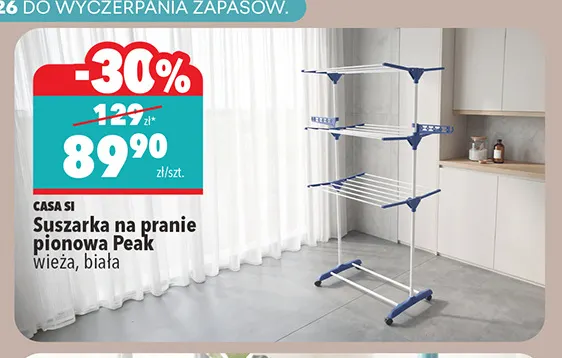 Suszarka na pranie pionowa Casa Si Peak wieża biała promocja w Biedronka