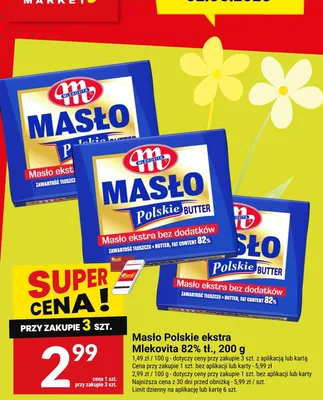 Masło Polskie ekstra bez dodatków Mlekovita 82% tł. promocja w Twój Market