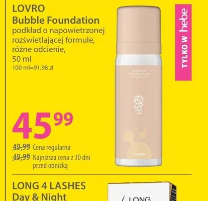 Podkład o napowietrzonej rozświetlającej formule Lovro Bubble Foundation promocja w Hebe