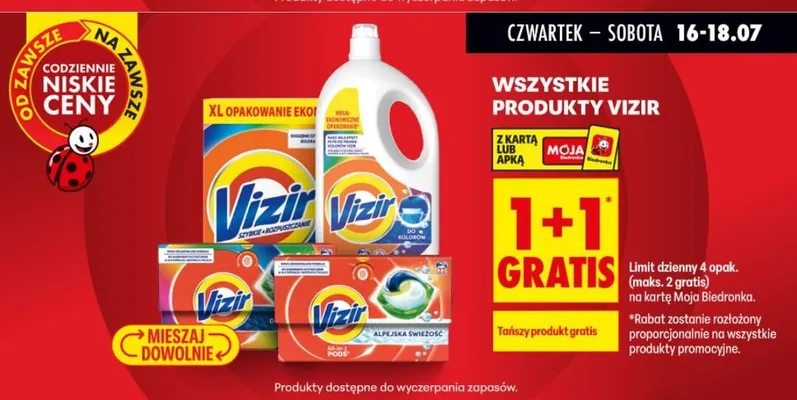 Kapsułki do prania Vizir Pods Alpejska Świeżość promocja w Biedronka