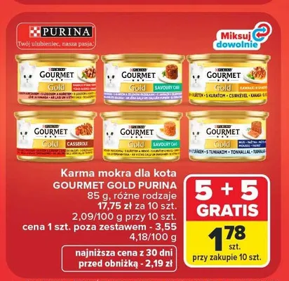 Karma dla kota Gourmet Gold Purina z łososiem promocja w Carrefour