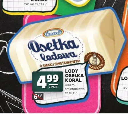 Lody Osełka o smaku śmietankowym Koral promocja w Stokrotka