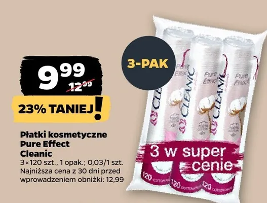 Płatki kosmetyczne Pure Effect Cleanic promocja w Netto
