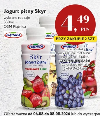 Jogurt pitny Skyr truskawka kiwi Piątnica promocja w Market Point