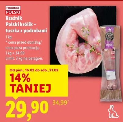 Polski królik - tuszka z podrobami promocja w Lidl