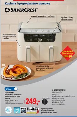 Dwustrefowa frytkownica beztłuszczowa Silvercrest 2600W biała promocja w Lidl