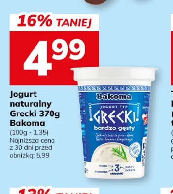 Jogurt naturalny Grecki Bakoma promocja w Hitpol