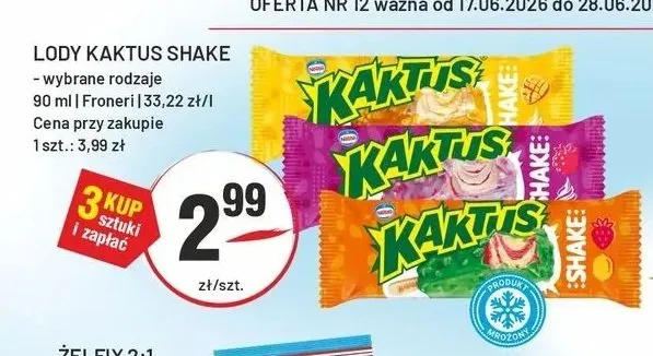 Lody Nestle Kaktus Shake promocja w Sedal