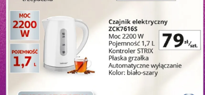 Czajnik elektryczny Zelmer ZCK7616S promocja w Auchan