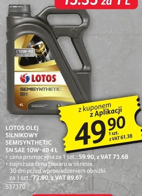 Olej silnikowy Lotos Semisynthetic SN SAE 10W-40 promocja w Selgros