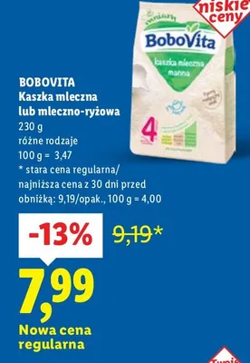 Kaszka mleczno-ryżowa różne rodzaje promocja w Lidl