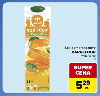 Sok pomarańczowy w kartonie Carrefour promocja w Carrefour Market