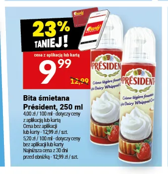Bita śmietana Président promocja w Twój Market