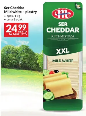 Ser Cheddar Mild white plastry Mlekovita XXL promocja w Makro