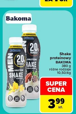 Shake proteinowy Bakoma Men waniliowy promocja w Carrefour Market