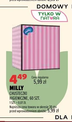 Chusteczki higieniczne Milly 60 szt. promocja w Drogerie Natura