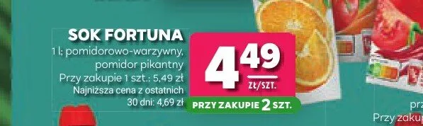 Sok pomidor pikantny Fortuna promocja w Stokrotka