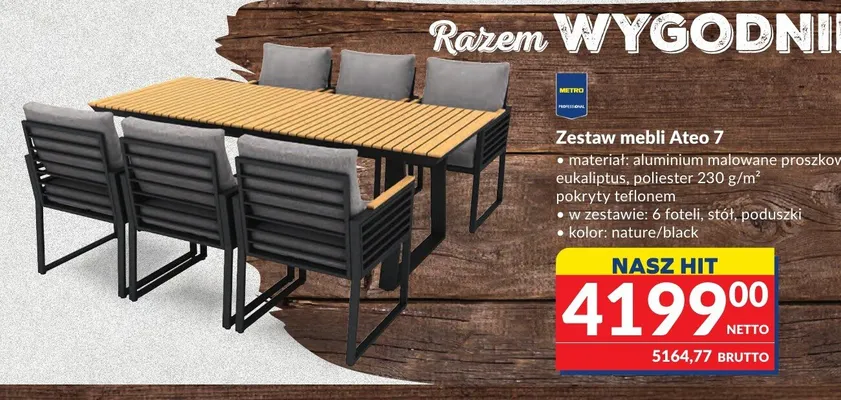 Zestaw mebli ogrodowych Ateo 7 promocja w Makro