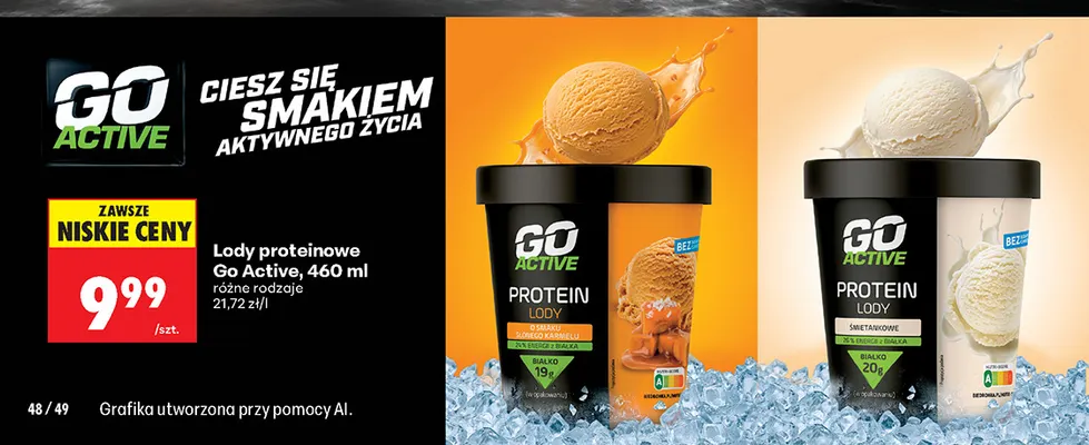 Lody proteinowe śmietankowe Go Active promocja w Biedronka