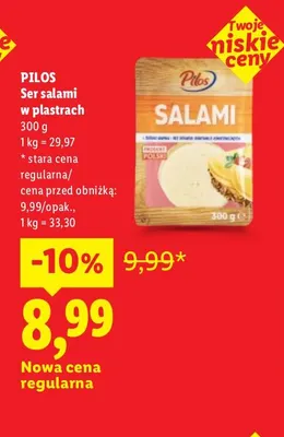 Ser salami w plastrach Pilos promocja w Lidl
