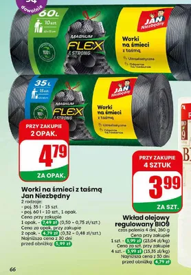 Worki na śmieci z taśmą Jan Niezbędny Magnum Flex & Strong 60 l promocja w Dino