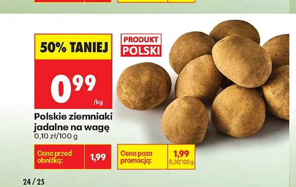 Polskie ziemniaki jadalne na wagę promocja w Biedronka