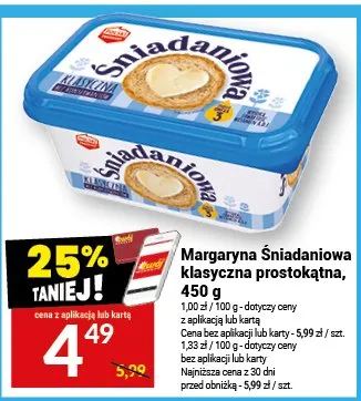 Margaryna Śniadaniowa klasyczna prostokątna promocja w Twój Market