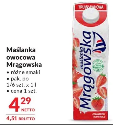 Maślanka owocowa Mrągowska promocja w Makro