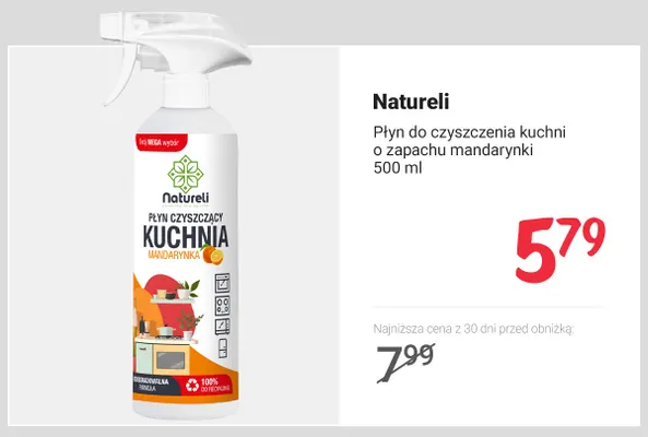 Płyn do czyszczenia kuchni o zapachu mandarynki Natureli promocja w Rossmann
