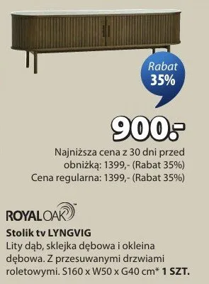 Stolik tv Lyngvig lity dąb, sklejka dębowa i okleina dębowa. Z przesuwanymi drzwiami bocznymi. 51x60W150xG40cm promocja w Jysk