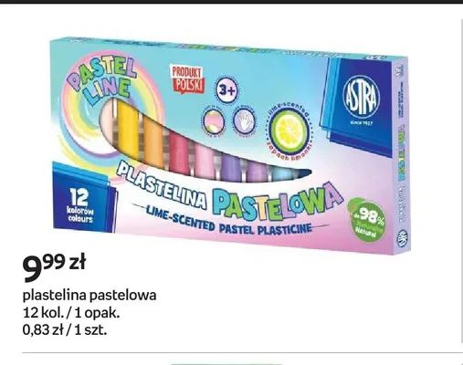 Plastelina pastelowa Astra 12 kolorów promocja w Empik