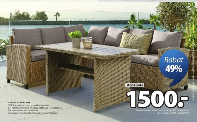 AGERMOSE stół + sofa promocja w Jysk