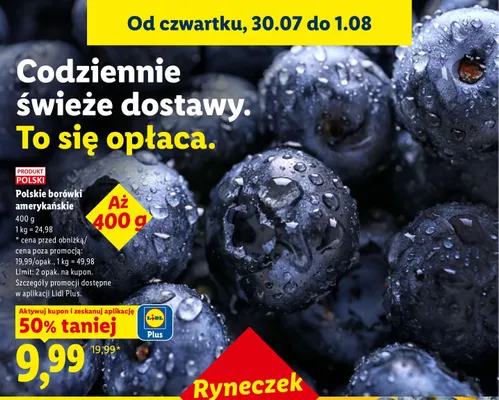 Borówki amerykańskie polskie promocja w Lidl