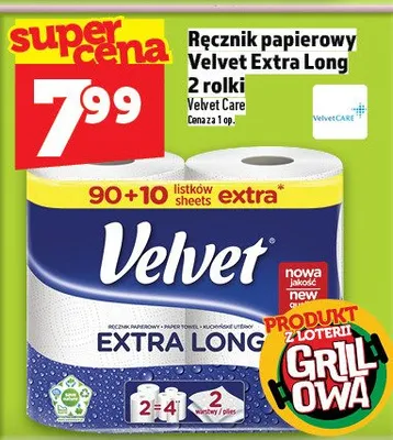 Ręcznik papierowy Velvet Extra Long promocja w TOPAZ