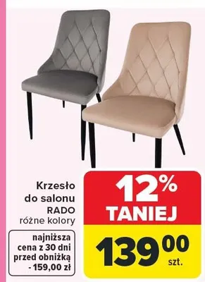 Krzesło do salonu Rado różne kolory promocja w Carrefour