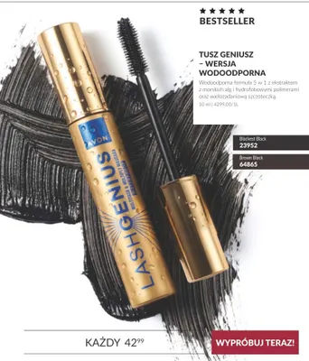 Tusz Geniusz - wersja wodoodporna Brown Black Avon promocja w AVON