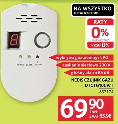 Czujnik gazu NEDIS DTCT61DCWT promocja w Selgros
