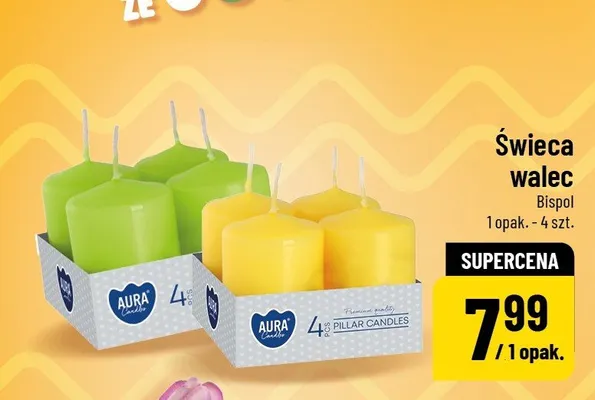Świeca walec Bispol różne kolory promocja w POLOmarket