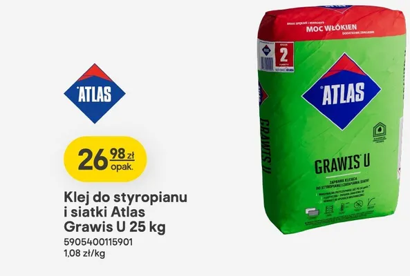 Klej do styropianu i siatki Grawis U promocja w Castorama