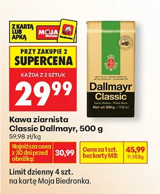 Kawa ziarnista Classic 500 g promocja w Biedronka