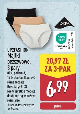 Majtki bezszwowe UP2FASHION 3 pary promocja w Aldi