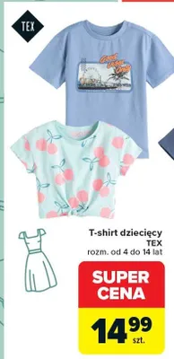 T-shirt dziecięcy TEX rozm. od 4 do 14 lat promocja w Carrefour