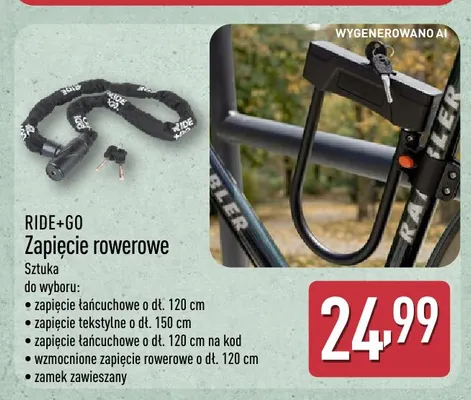 Zapięcie rowerowe tekstylne Ride+Go 150 cm promocja w Aldi