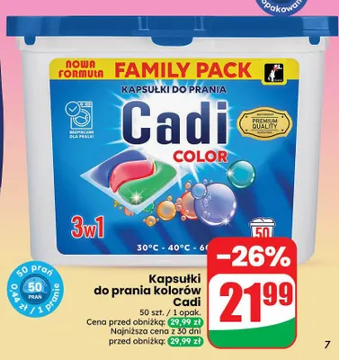 Kapsułki do prania kolorów Cadi promocja w Dino