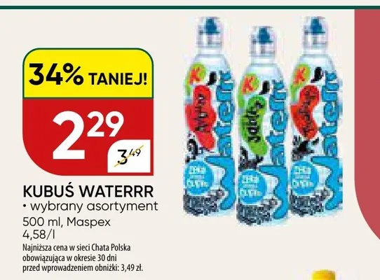 Kubuś waterrr wybrany asortyment promocja w Chata Polska