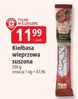 Kiełbasa wieprzowa suszona promocja w Leclerc
