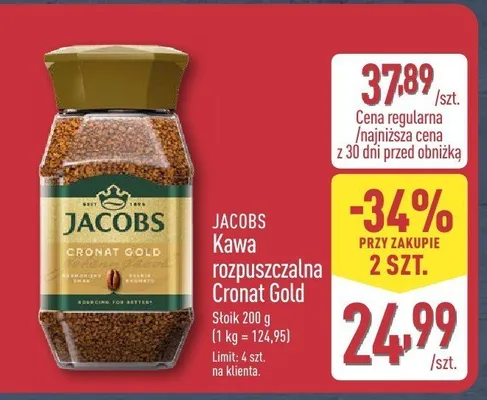 Kawa rozpuszczalna Jacobs Cronat Gold promocja w Aldi