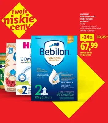 Mleko następne Bebilon Advance 2 po 6. m-cu promocja w Lidl