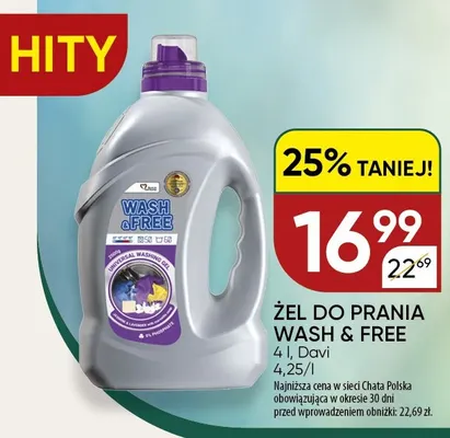 Żel do prania Wash & Free promocja w Chata Polska