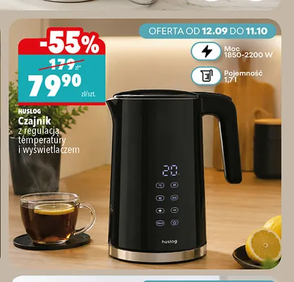 Czajnik z regulacją temperatury i wyświetlaczem 1,7 l Huslog promocja w Biedronka